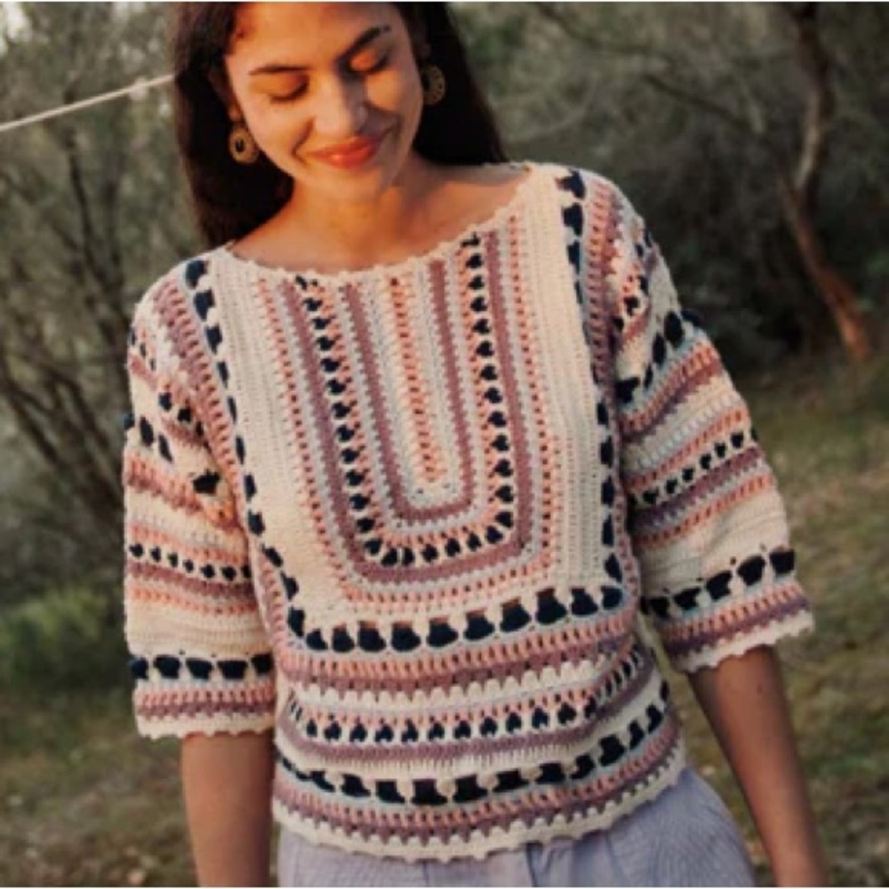 Women’s Multicolor Crochet Sweater - Casual Knit Top
